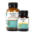 PURITYFIC Gym Active Bundle (2 Bottles) - Vitamin B Complex + Vitamin D3 for Energy, Muscle Function and Performance