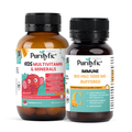 PURITYFIC Family Immunity Bundle (2 Bottles) - Kids Multivitamin (12 Vitamins and 5 Minerals) + High Strength Buffered Vitamin C for Immunity, Growth and Daily Support