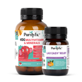 PURITYFIC Family Digestive & Immunity (2 Bottles) - Kids Multivitamin (12 Vitamins and 5 Minerals) + Natural and Fast Digestive Support for Adult