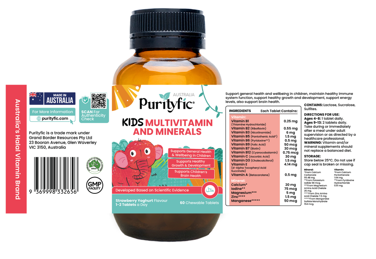 Purityfic Vitamin Australia Children's Multivitamin & Digestive Vitamin Combo