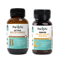 Purityfic Mental & Immunity Wellness Bundle (2 Bottles) - Vitamin B Complex + High Strength Buffered Vitamin C for Stress Support and Immune Defense